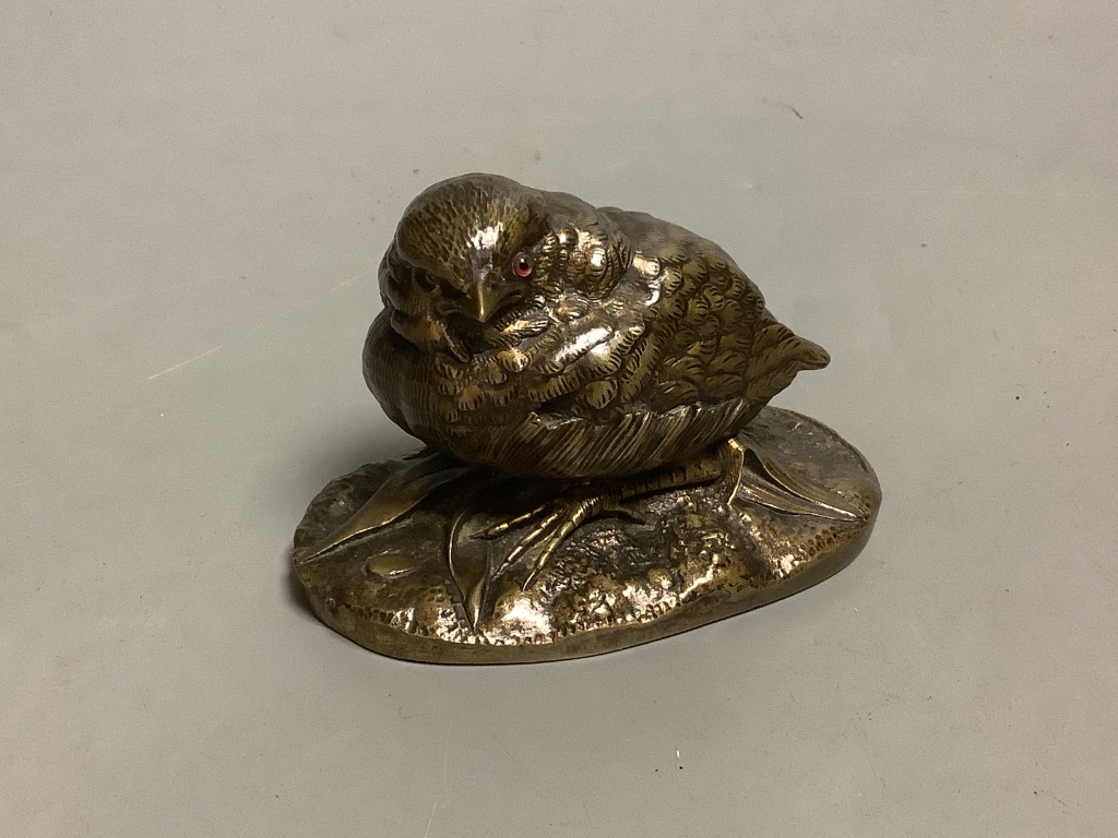 Louis Villeminot (1826-1914). A bronze, animalier bird, height 6cm